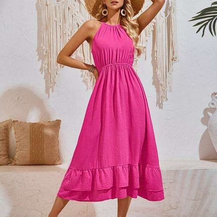 Sleek Halter Neck Sleeveless Dress for Effortless Summer Elegance