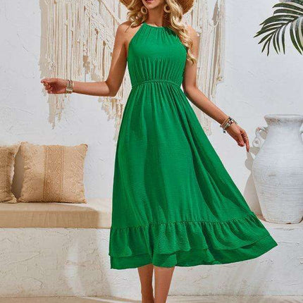 Sleek Halter Neck Sleeveless Dress for Effortless Summer Elegance - Très Elite