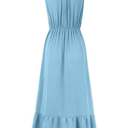 Sleek Halter Neck Sleeveless Dress for Effortless Summer Elegance - Très Elite