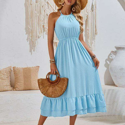 Sleek Halter Neck Sleeveless Dress for Effortless Summer Elegance - Très Elite