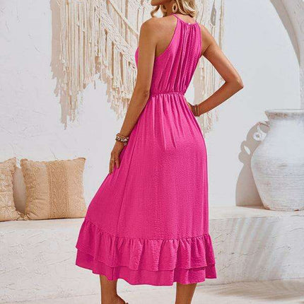 Sleek Halter Neck Sleeveless Dress for Effortless Summer Elegance - Très Elite
