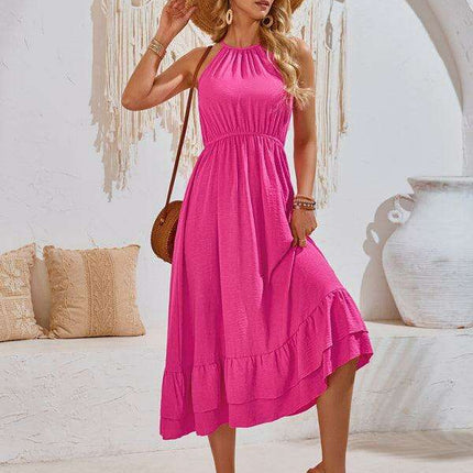 Sleek Halter Neck Sleeveless Dress for Effortless Summer Elegance - Très Elite