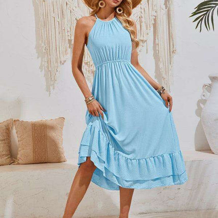 Sleek Halter Neck Sleeveless Dress for Effortless Summer Elegance
