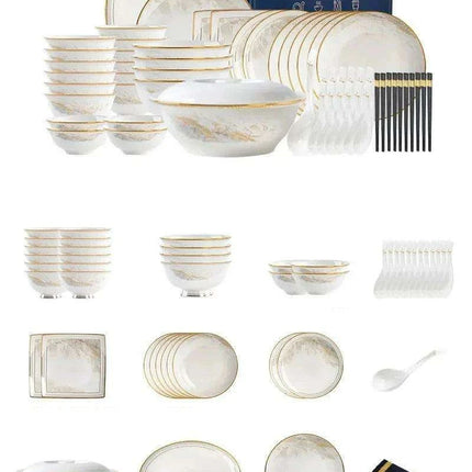 Sleek Korean-Inspired White Ceramic Dinnerware Collection - Luxe Table Setting - Très Elite