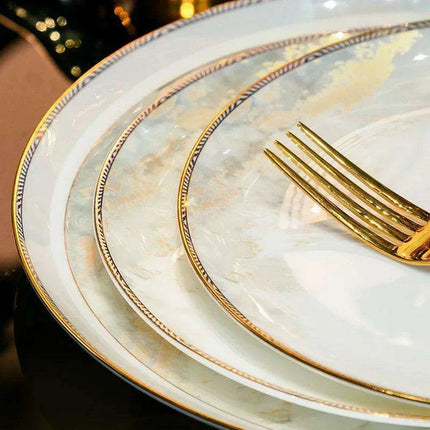 Sleek Korean-Inspired White Ceramic Dinnerware Collection - Luxe Table Setting - Très Elite