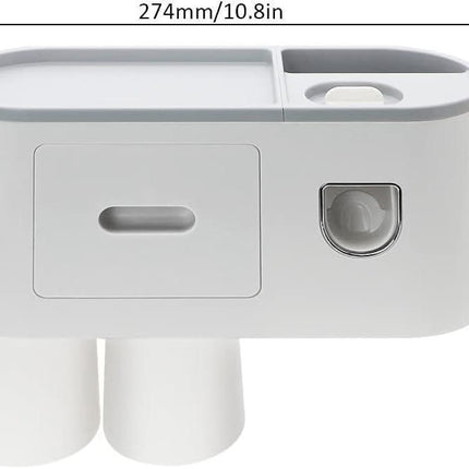 Sleek Magnetic Toothbrush and Toothpaste Organizer with Automatic Dispenser for a Stylish Bathroom Upgrade..