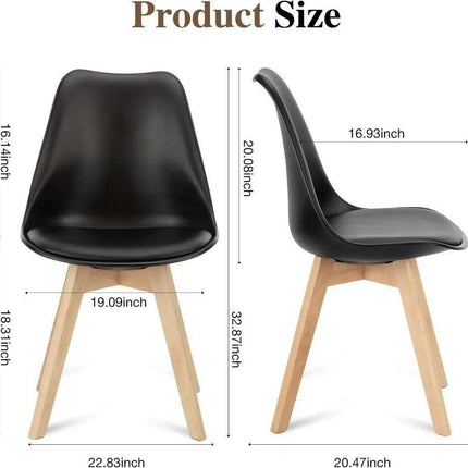 Sleek Mid-Century Dining Chair Ensemble: 4 Premium Leather-Cushioned Seats - Très Elite