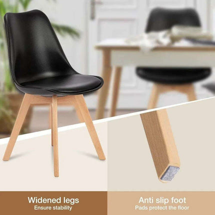 Sleek Mid-Century Dining Chair Ensemble: 4 Premium Leather-Cushioned Seats - Très Elite