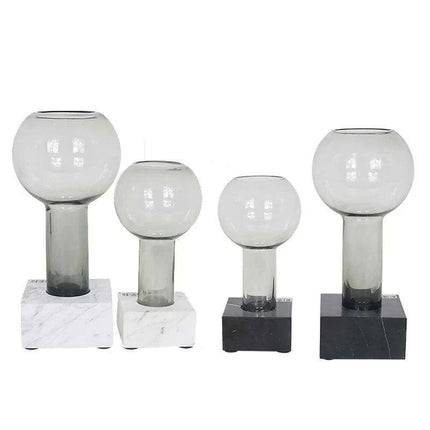 Sleek Modern Glass Vase Collection with Elegant Marble Base for Home Aesthetics and Plant Display- Très Elite- Très Elite