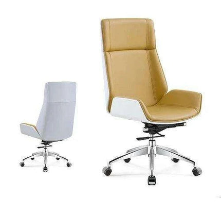 Sleek Nordic Leather Swivel Chair: Ergonomic Luxury for Modern Workspaces - Très Elite