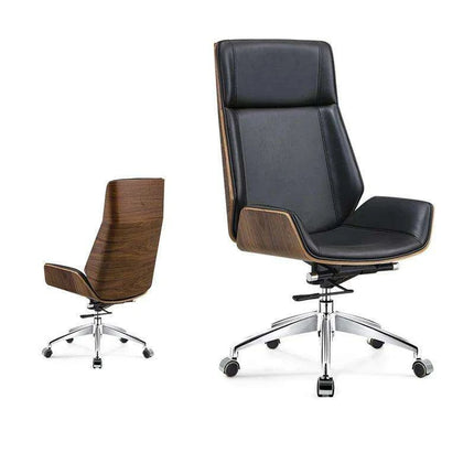 Sleek Nordic Leather Swivel Chair: Ergonomic Luxury for Modern Workspaces - Très Elite