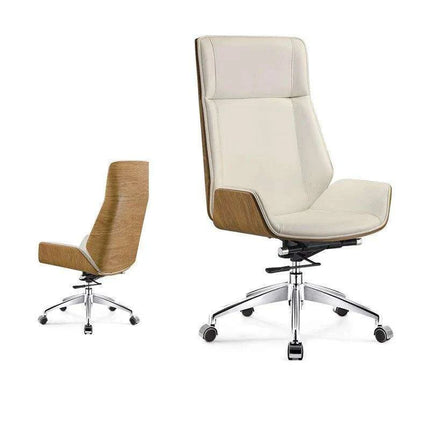 Sleek Nordic Leather Swivel Chair: Ergonomic Luxury for Modern Workspaces - Très Elite