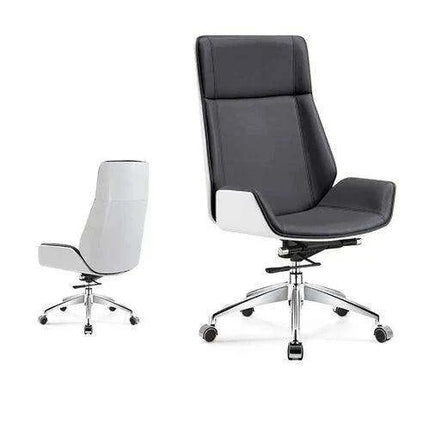 Sleek Nordic Leather Swivel Chair: Ergonomic Luxury for Modern Workspaces - Très Elite