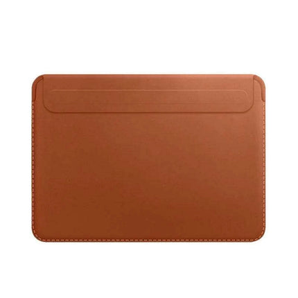Sleek PU Leather MacBook Sleeve with Magnetic Closure - Brown/Black Case for 13.3/14 Inch Laptops - Très Elite