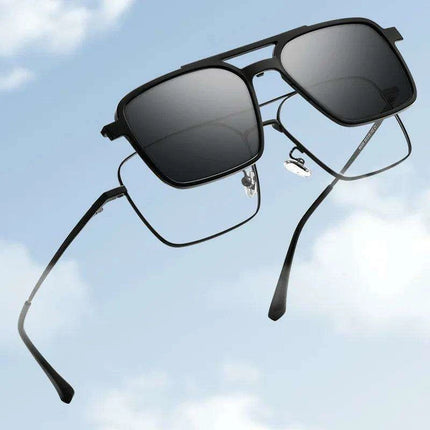 Sleek Polarized Titanium Clip-On Aviator Shades - Très Elite
