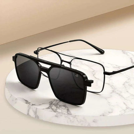 Sleek Polarized Titanium Clip-On Aviator Shades - Très Elite