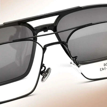 Sleek Polarized Titanium Clip-On Aviator Shades - Très Elite