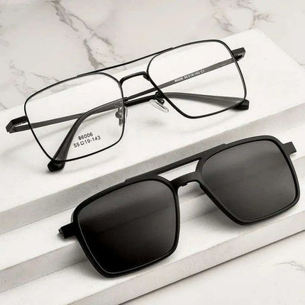 Sleek Polarized Titanium Clip-On Aviator Shades - Très Elite