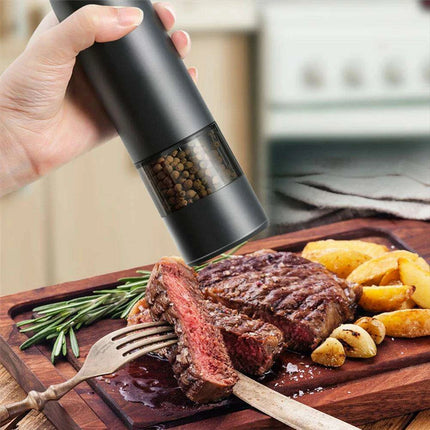 Sleek Rechargeable Electric Pepper Grinder with Adjustable Grinding Levels and Built-in LED Light - Très Elite