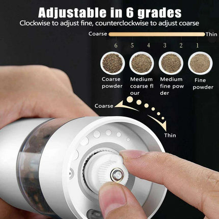 Sleek Rechargeable Electric Pepper Grinder with Adjustable Grinding Levels and Built-in LED Light - Très Elite