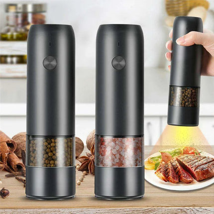 Sleek Rechargeable Electric Pepper Grinder with Adjustable Grinding Levels and Built-in LED Light - Très Elite