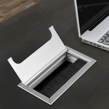 Sleek Rotatable Aluminum Desk Cable Management Grommet with Flip-Top Access - Très Elite