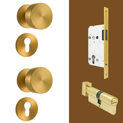Sleek Serenity Brass Door Handle: Elevate Your Home's Style and Security..