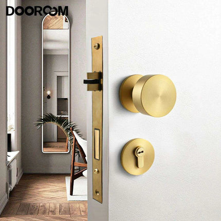 Sleek Serenity Brass Door Handle: Elevate Your Home's Style and Security..