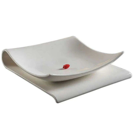 Sleek Space-Saving Ceramic Plate Set for Elegant Entertaining - Très Elite