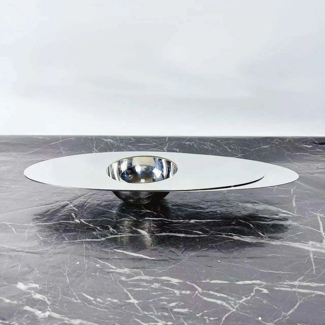 Sleek Stainless Steel Oval Planet-Shaped Jewelry Organizer Tray for Contemporary Decor