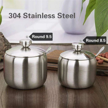 Sleek Stainless Steel Spice Storage and Dispensing Set with Spoon - Très Elite