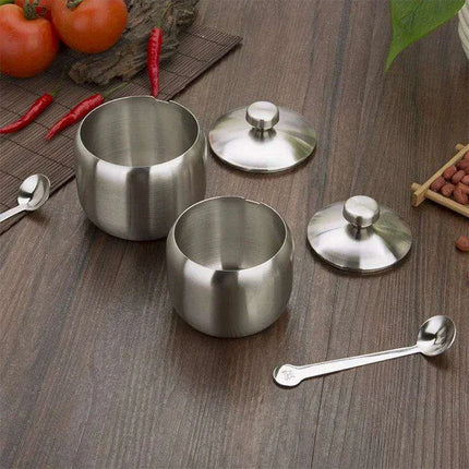 Sleek Stainless Steel Spice Storage and Dispensing Set with Spoon - Très Elite