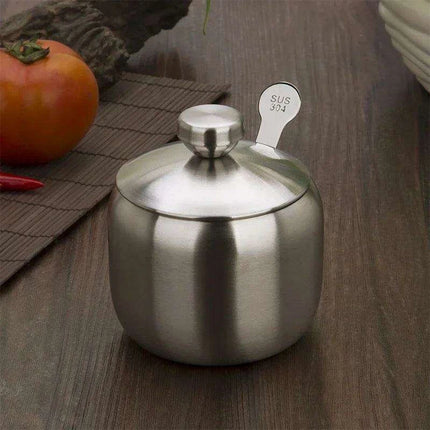 Sleek Stainless Steel Spice Storage and Dispensing Set with Spoon - Très Elite