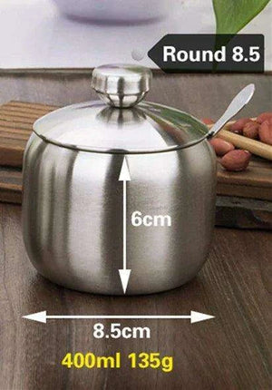 Sleek Stainless Steel Spice Storage and Dispensing Set with Spoon - Très Elite