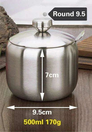 Sleek Stainless Steel Spice Storage and Dispensing Set with Spoon - Très Elite