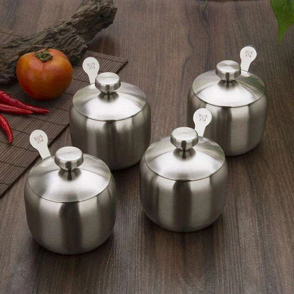 Sleek Stainless Steel Spice Storage and Dispensing Set with Spoon - Très Elite