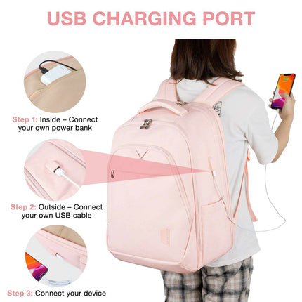 Sleek USB Charging Waterproof Backpack for Women - Perfect for Travel and Daily Use - Très Elite