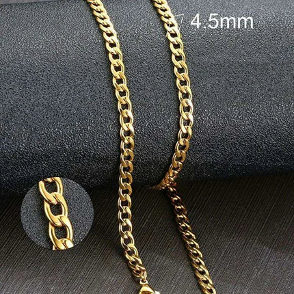 Sleek Urban Style: Men's Black and Gold Stainless Steel Link Necklace - Très Elite
