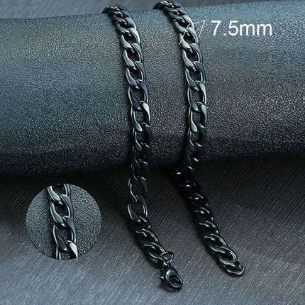 Sleek Urban Style: Men's Black and Gold Stainless Steel Link Necklace - Très Elite