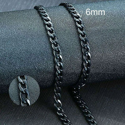 Sleek Urban Style: Men's Black and Gold Stainless Steel Link Necklace - Très Elite
