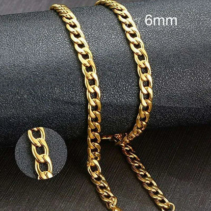 Sleek Urban Style: Men's Black and Gold Stainless Steel Link Necklace - Très Elite