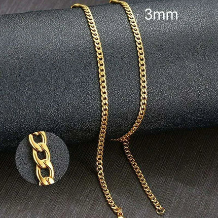 Sleek Urban Style: Men's Black and Gold Stainless Steel Link Necklace - Très Elite