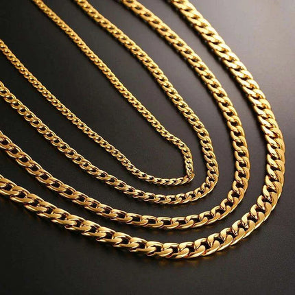 Sleek Urban Style: Men's Black and Gold Stainless Steel Link Necklace - Très Elite