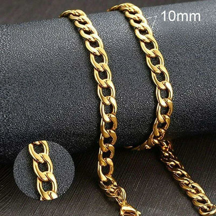 Sleek Urban Style: Men's Black and Gold Stainless Steel Link Necklace - Très Elite
