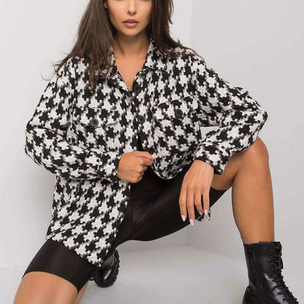 Sleek Utility Long Sleeve Shirt for Women in Monochrome Style