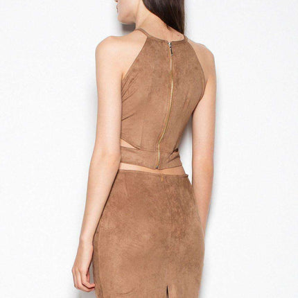 Sleek Venaton Suede Set with Striking Triangular Cut-Outs - Très Elite