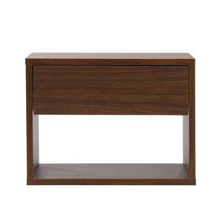 Sleek Walnut Wall-Mounted Nightstand with Dual Drawer Storage - Très Elite