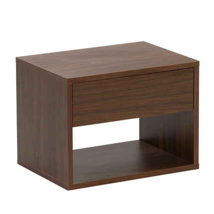 Sleek Walnut Wall-Mounted Nightstand with Dual Drawer Storage - Très Elite