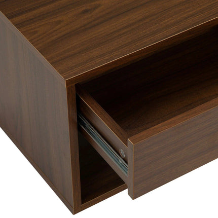 Sleek Walnut Wall-Mounted Nightstand with Dual Drawer Storage - Très Elite