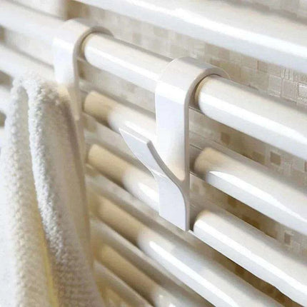 Sleek White PVC Radiator Coat Hooks: Chic Bathroom Storage Solution - Très Elite